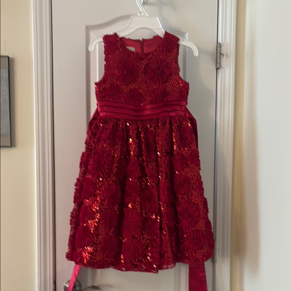 American Princess Red Sequin Tiered A-line Dress